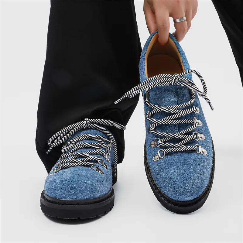WEISHIBANGWEI Height Increasing Low Top Casual Shoes Men's Long Hair Blue-2