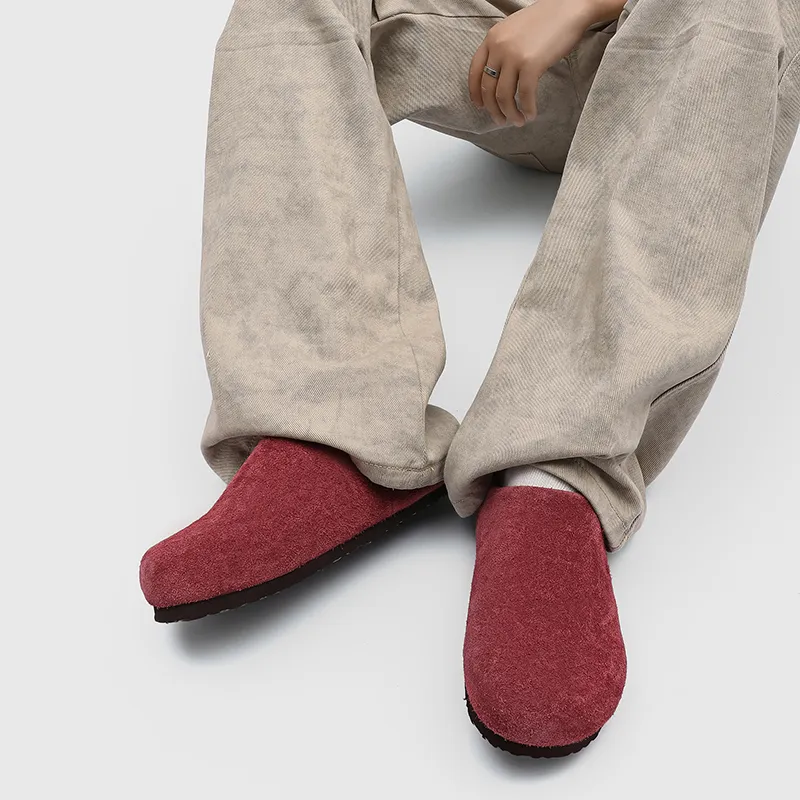WEISHIBANGWEI Rubber Sole Slip Resistant Closed Toe Slippers Unisex Red-3