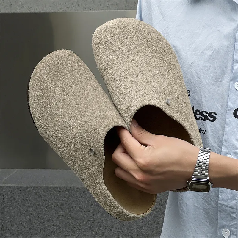 WEISHIBANGWEI Rubber Sole Slip Resistant Closed Toe Slippers Unisex Beige-1