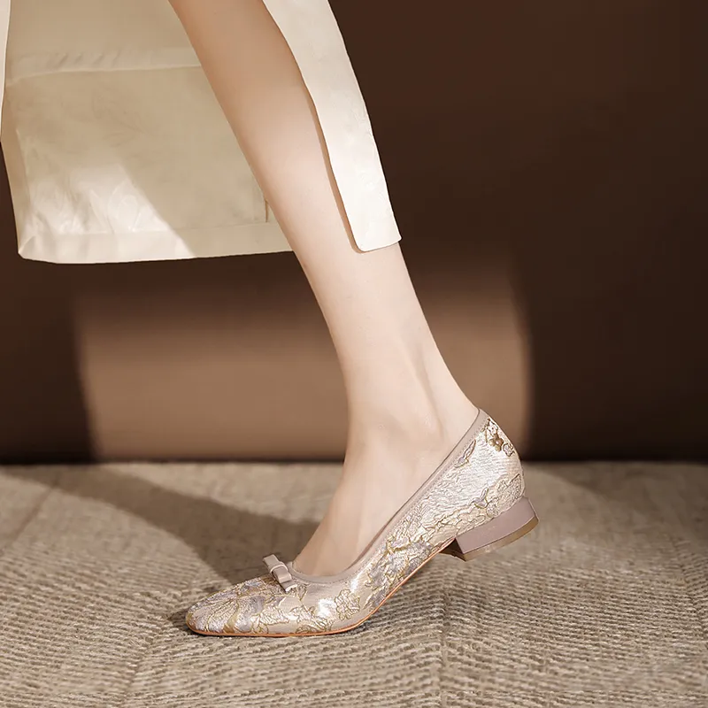 WEISHIBANGWEI Casual Single Shoes Women's Champagne-7