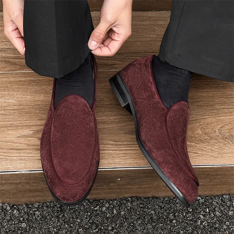 WEISHIBANGWEI Loafers Men's Red-2