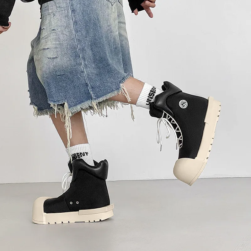 WEISHIBANGWEI Ankle Boots Unisex Black-1