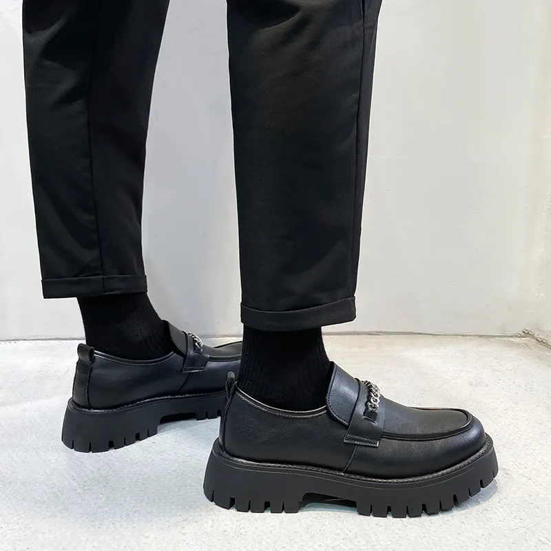 WEISHIBANGWEI Loafers Men's Black-5
