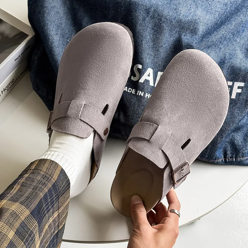 WEISHIBANGWEI Rubber Sole Closed Toe Slippers Unisex Gray-1