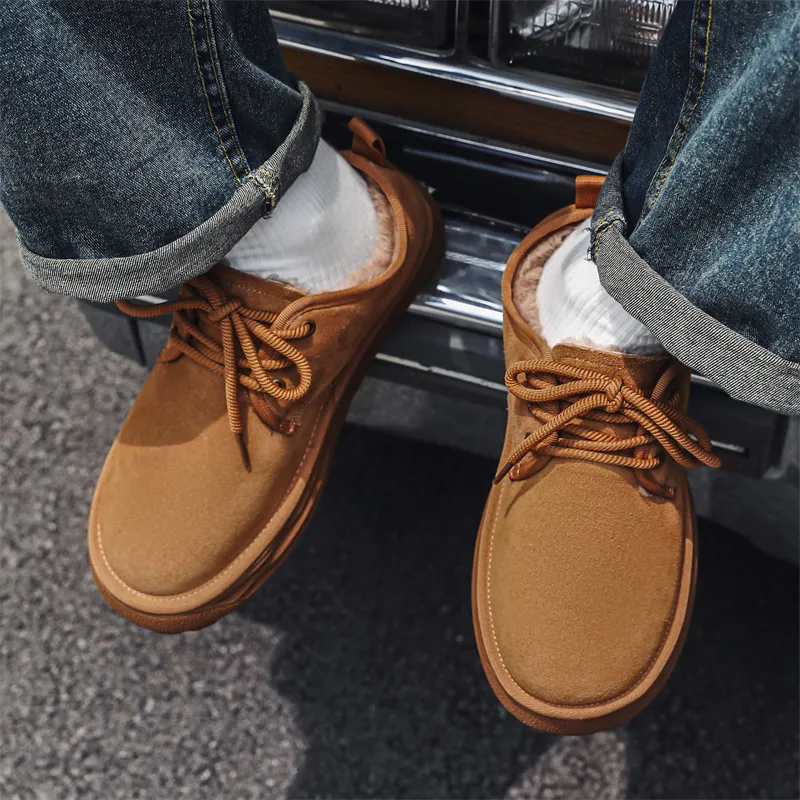 WEISHIBANGWEI Warm Slip Resistant Ankle Length Snow Boots Men's Yellow-4
