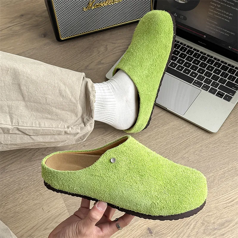 WEISHIBANGWEI Rubber Sole Slip Resistant Closed Toe Slippers Unisex Apple Green-1