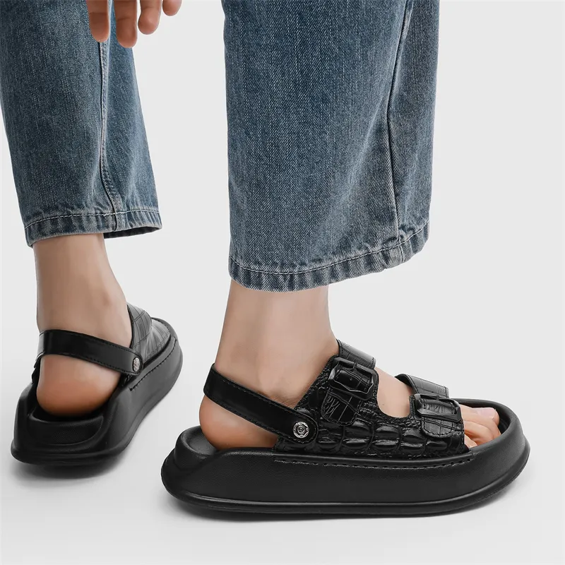 WEISHIBANGWEI Beach Sandals Men's Black-5