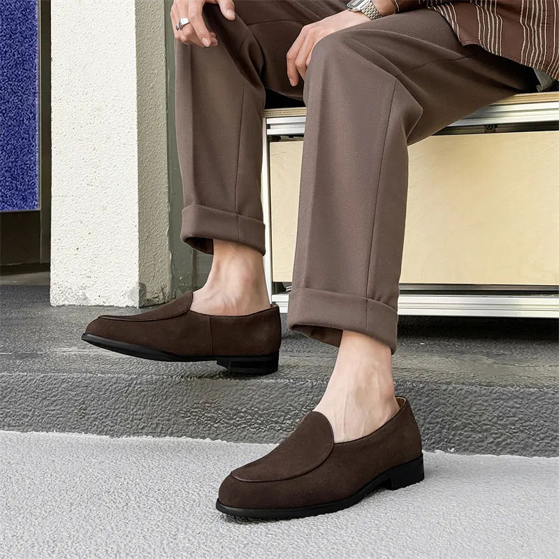 WEISHIBANGWEI Loafers Men's Brown-4
