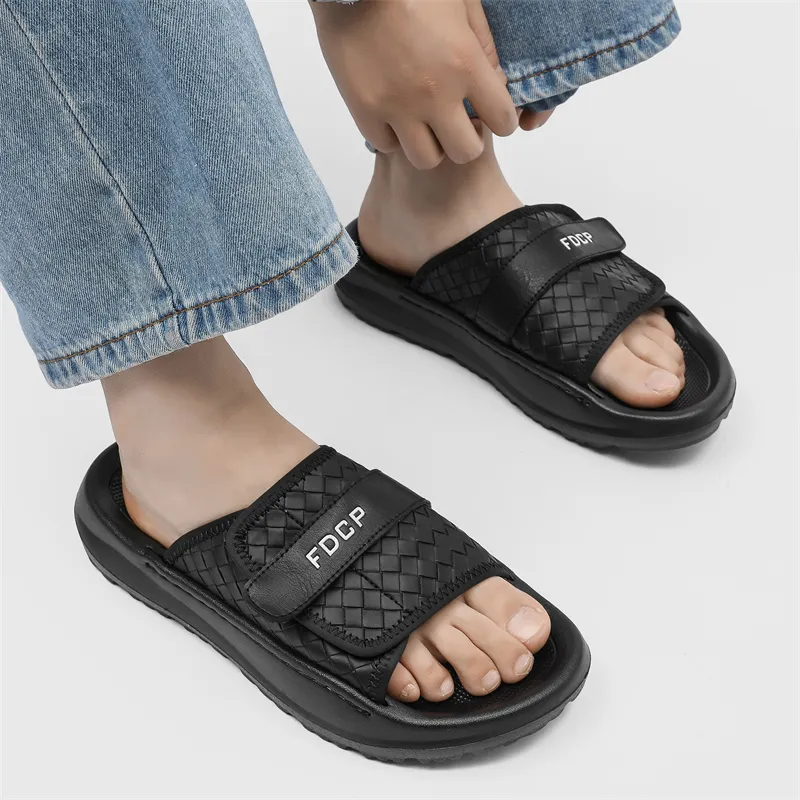 WEISHIBANGWEI Slip Resistant Odor Resistant Slide Slippers Men's Black-5