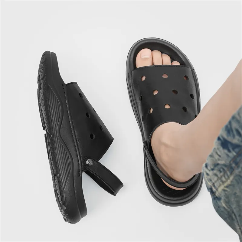 WEISHIBANGWEI Beach Sandals Men's Black-4