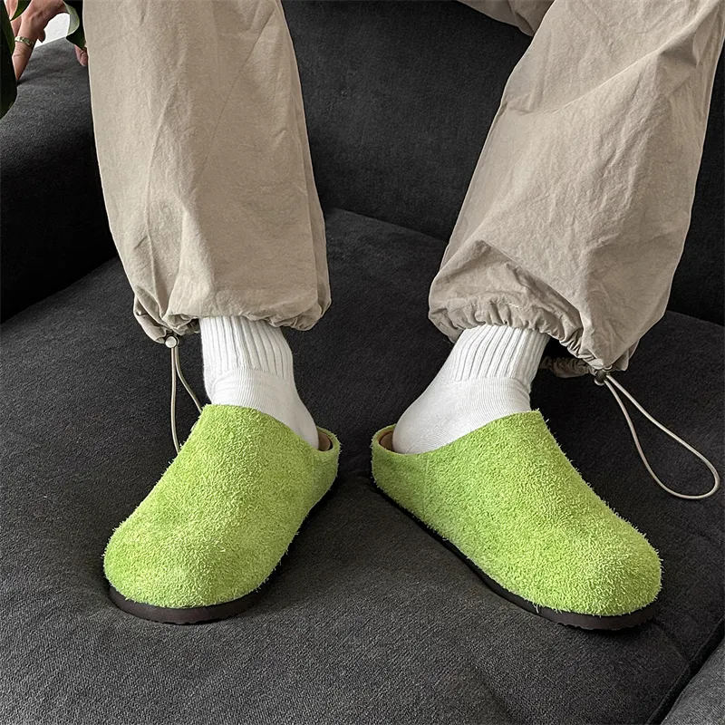 WEISHIBANGWEI Rubber Sole Slip Resistant Closed Toe Slippers Unisex Apple Green-4
