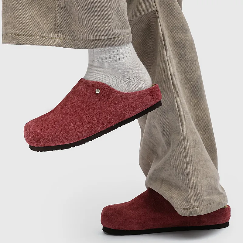 WEISHIBANGWEI Rubber Sole Slip Resistant Closed Toe Slippers Unisex Red-2