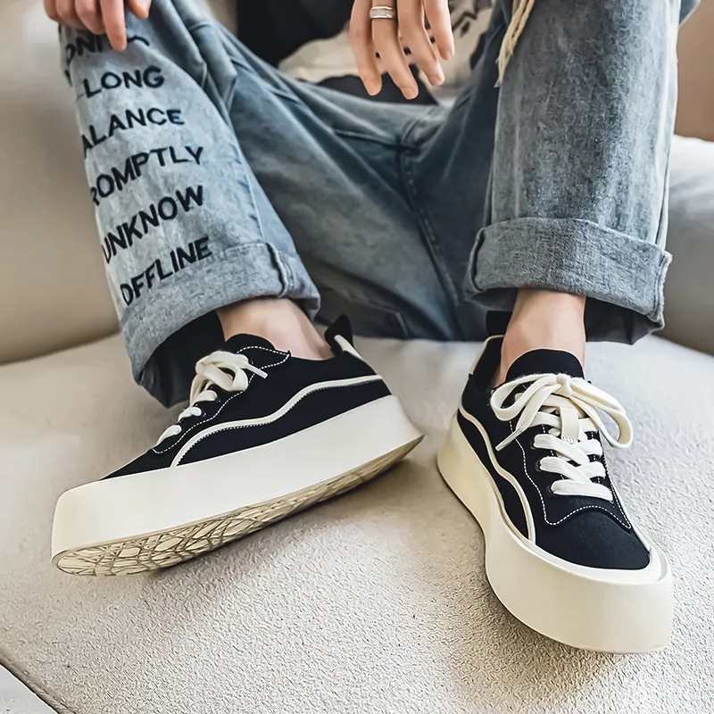 WEISHIBANGWEI Canvas Shoes Men's Black-6