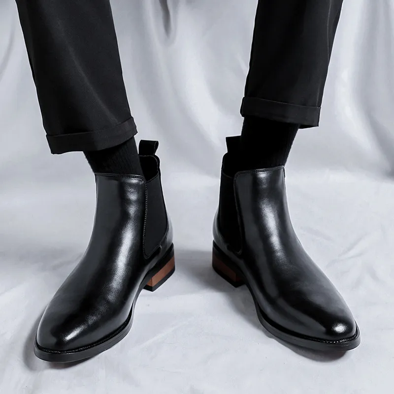 WEISHIBANGWEI Short Chelsea Boots Men's-4