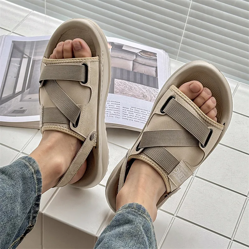 WEISHIBANGWEI Beach Sandals Men's Ecru-1