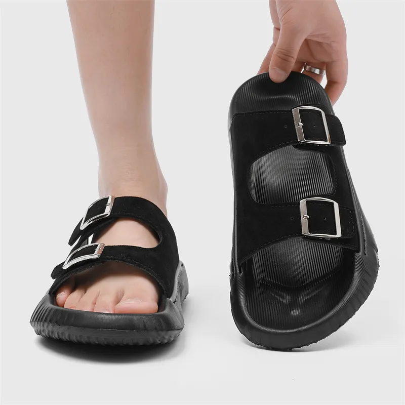 WEISHIBANGWEI Slip Resistant Odor Resistant Slide Slippers Men's Black-2