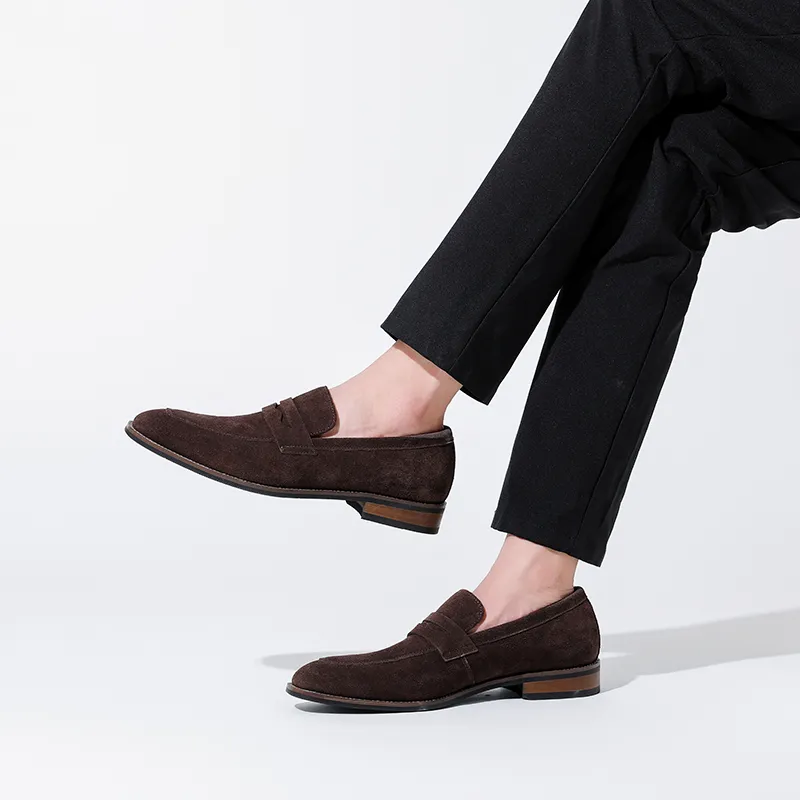 WEISHIBANGWEI Loafers Men's Dark Brown-2