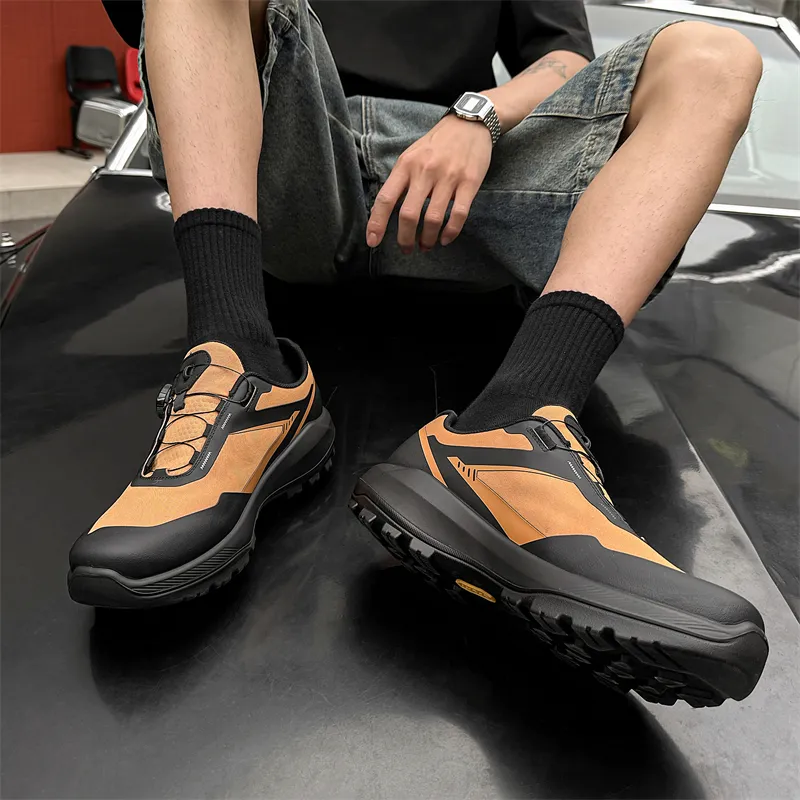 WEISHIBANGWEI Height Increasing Support Cushioning Abrasion Resistant Slip Resistant Low Top Casual Shoes Men's Yellow-4