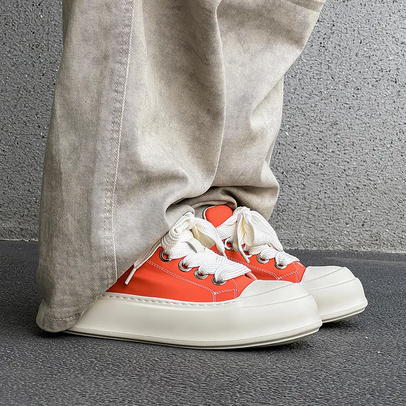 WEISHIBANGWEI Height Increasing Low Top Skateboard Shoes Men's Orange-4
