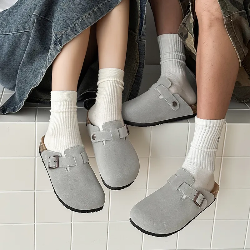 WEISHIBANGWEI Rubber Sole Closed Toe Slippers Unisex Concrete Gray-4