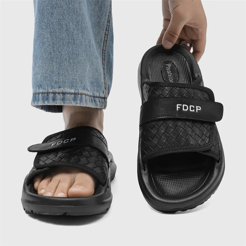WEISHIBANGWEI Slip Resistant Odor Resistant Slide Slippers Men's Black-1