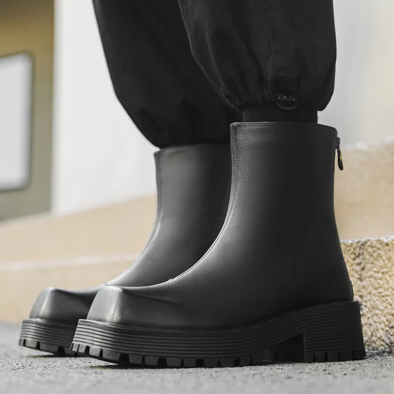 WEISHIBANGWEI Ankle Boots Men's Black-4
