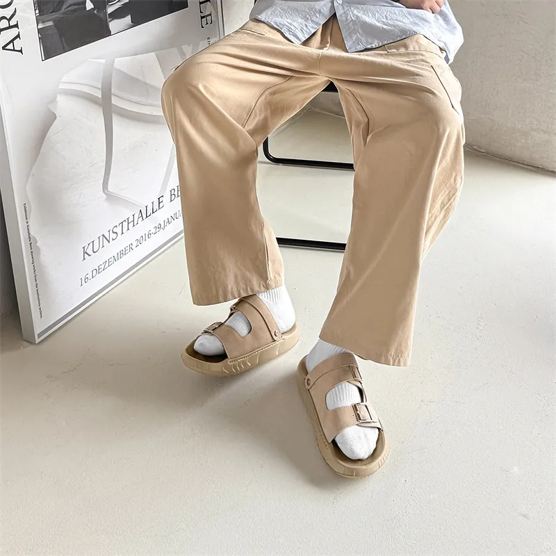 WEISHIBANGWEI Beach Sandals Men's Khaki White-5