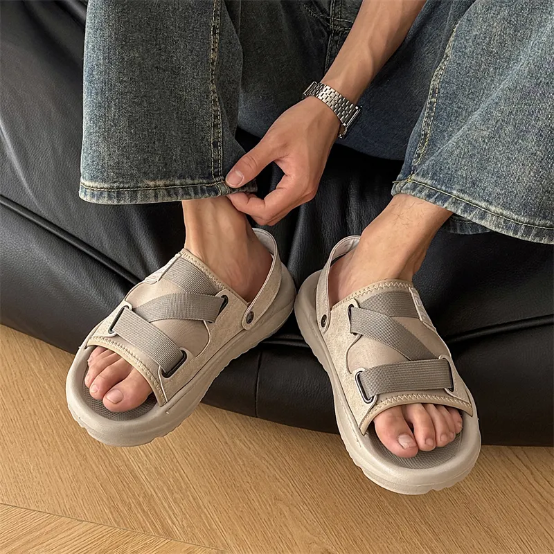WEISHIBANGWEI Beach Sandals Men's Ecru-4