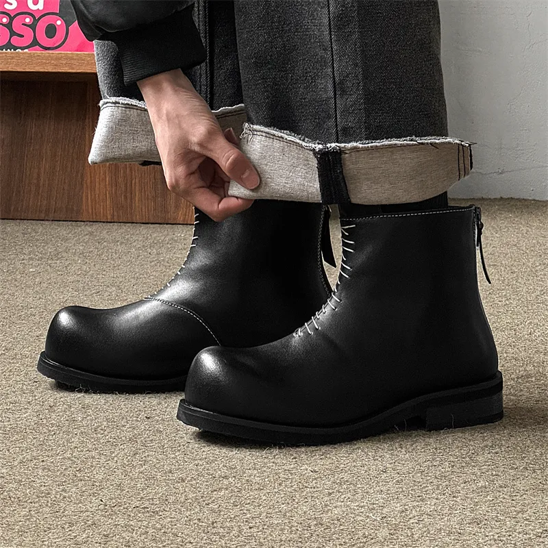WEISHIBANGWEI Ankle Boots Men's Black-4