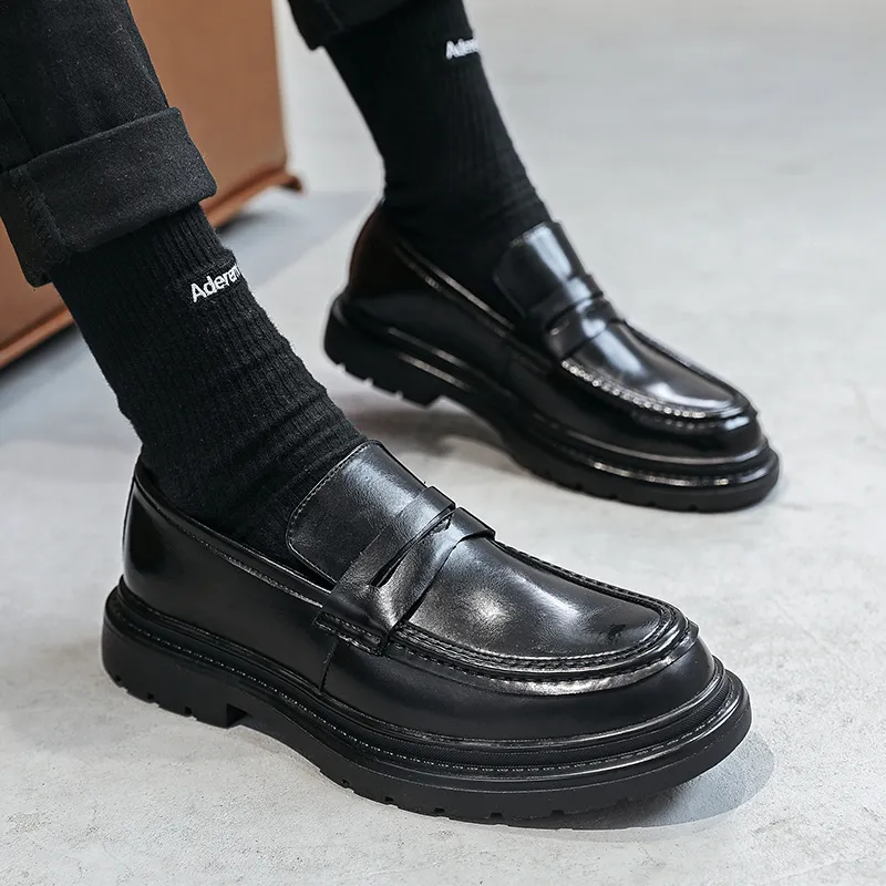 WEISHIBANGWEI Loafers Men's Black-3