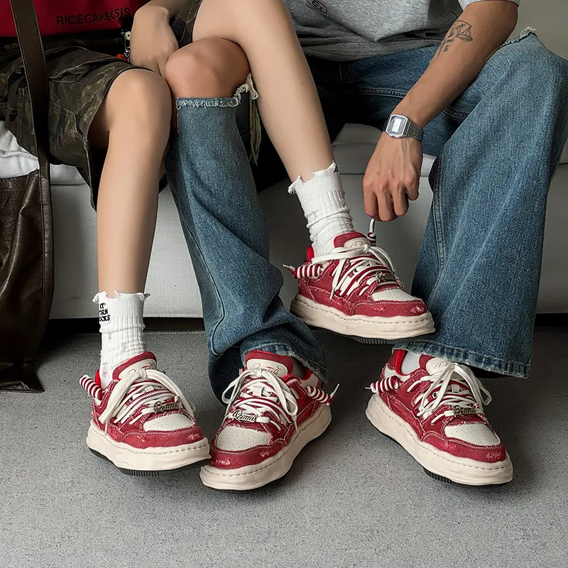 WEISHIBANGWEI Canvas Shoes Unisex Red-3