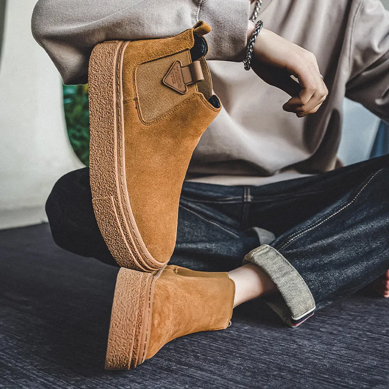 WEISHIBANGWEI Short Chelsea Boots Medium Heel Men's-20