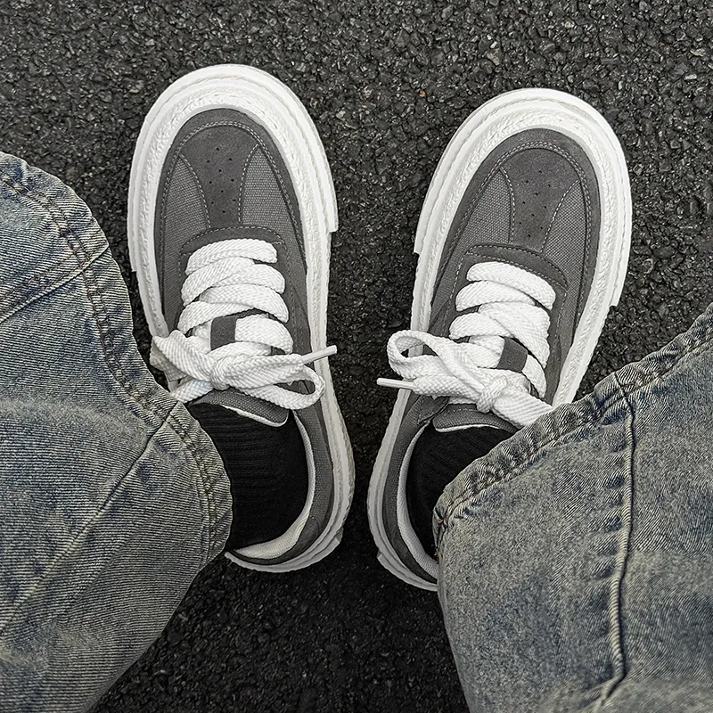 WEISHIBANGWEI Height Increasing Low Top Skateboard Shoes Men's Gray-3