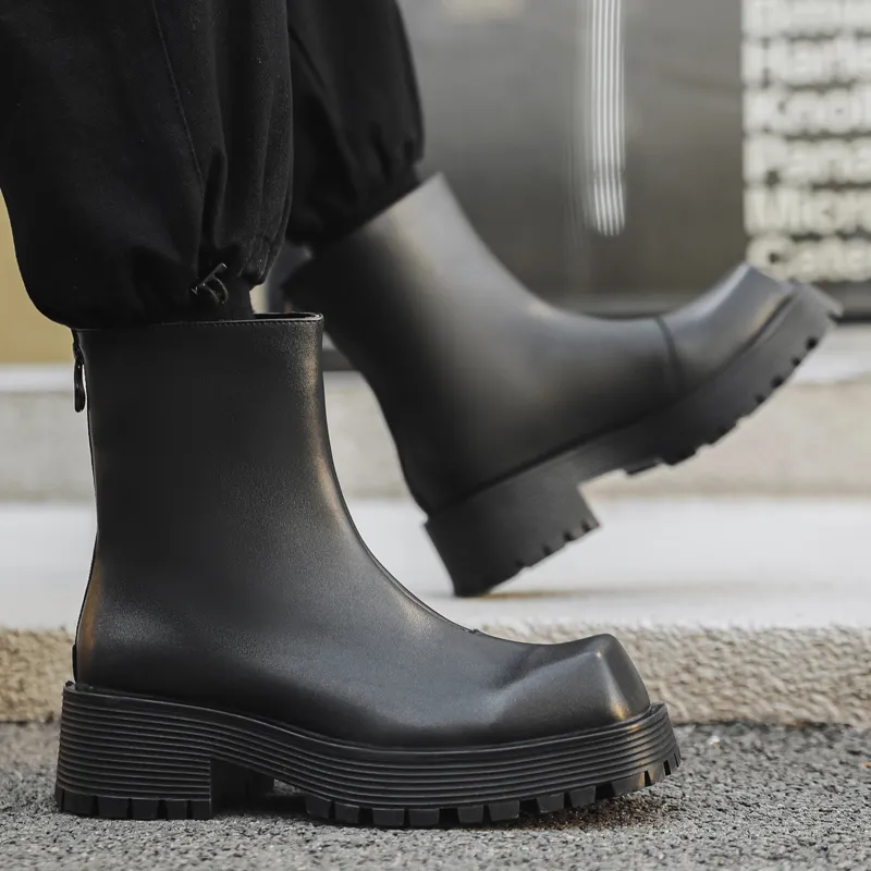 WEISHIBANGWEI Ankle Boots Men's Black-16