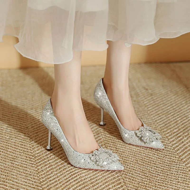 WEISHIBANGWEI Slim Heel High Heels Women's-5