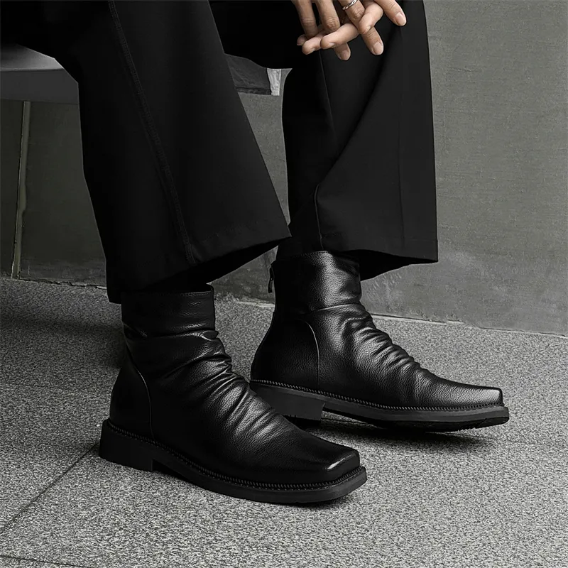 WEISHIBANGWEI Ankle Boots Unisex Black-4