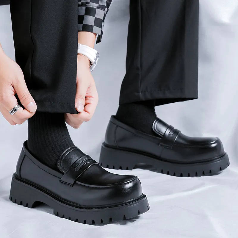 WEISHIBANGWEI Loafers Men's Black-2