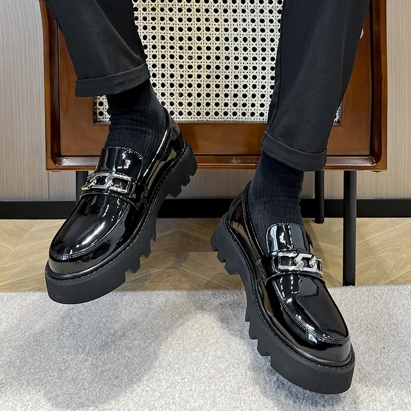 WEISHIBANGWEI Loafers Men's Black-4