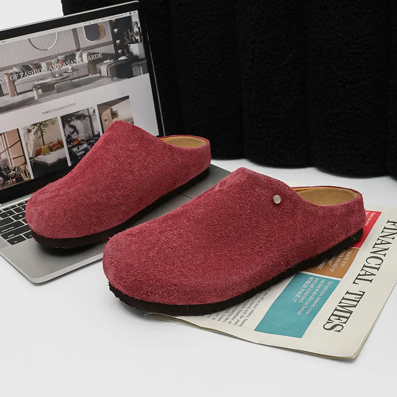 WEISHIBANGWEI Rubber Sole Slip Resistant Closed Toe Slippers Unisex Red-8