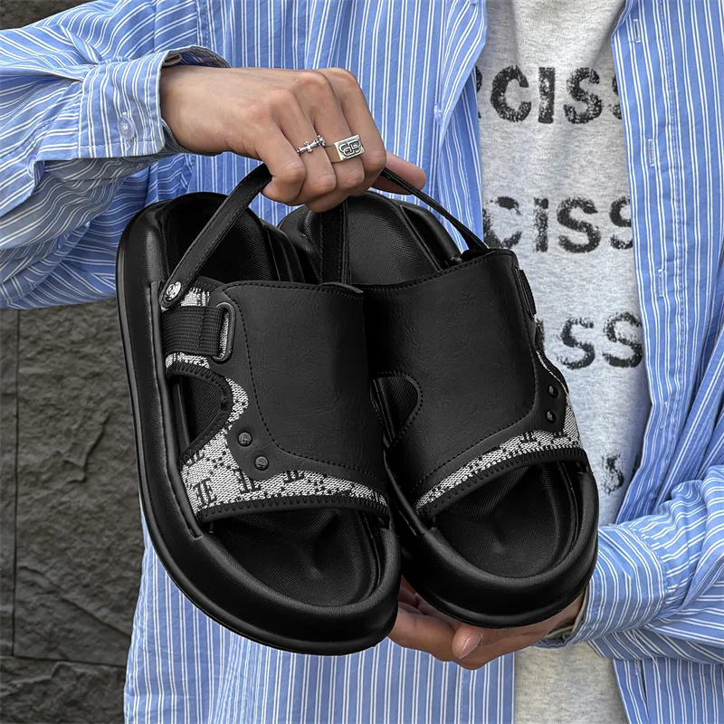 WEISHIBANGWEI Beach Sandals Men's Black-2