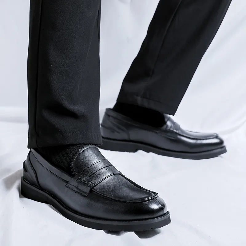 WEISHIBANGWEI Loafers Men's Black-5