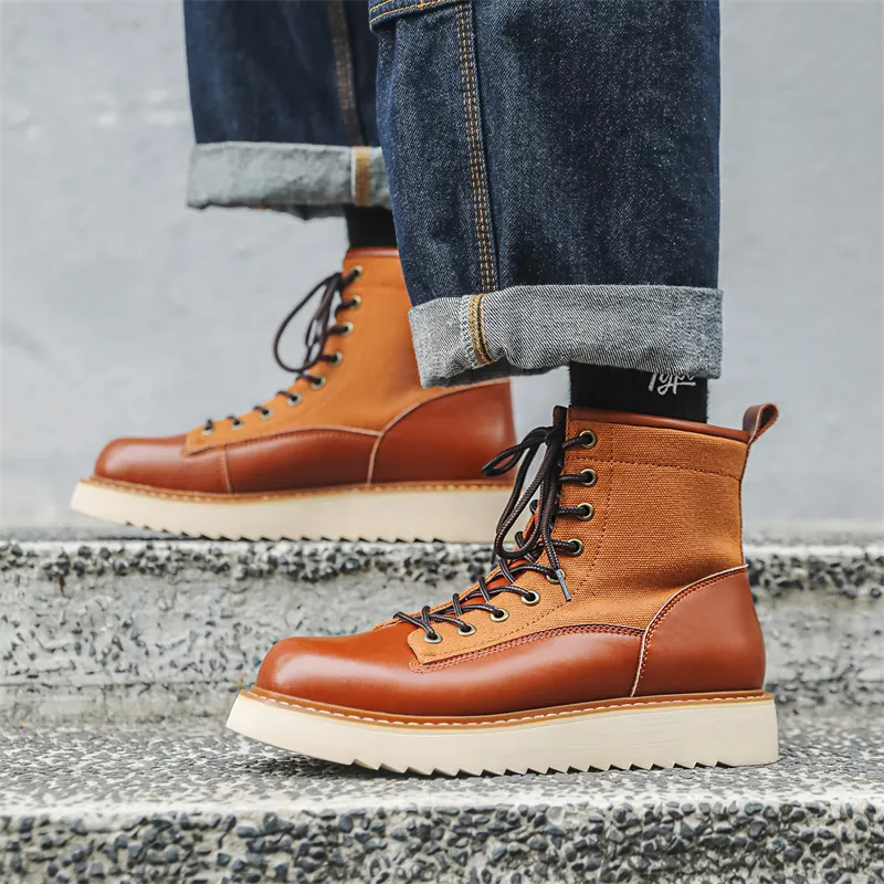 WEISHIBANGWEI Ankle Boots Men's Brown-2