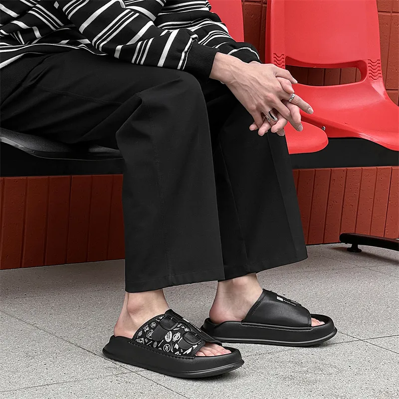 WEISHIBANGWEI Slip Resistant Odor Resistant Slide Slippers Men's Black-5