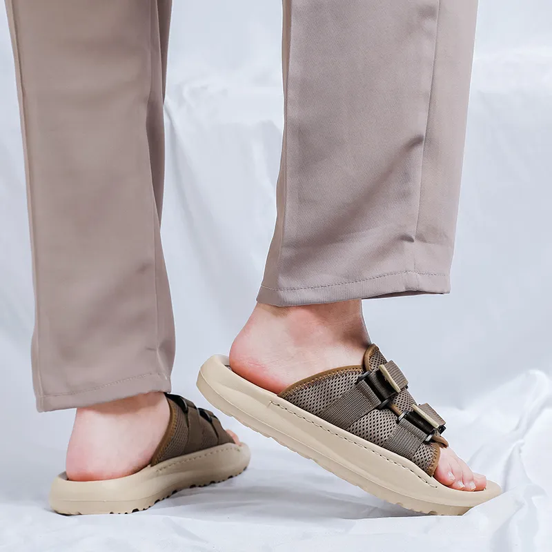 WEISHIBANGWEI Slip Resistant Odor Resistant Slide Slippers Men's Khaki-5