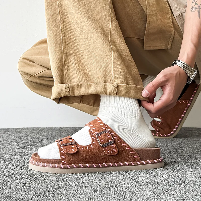 WEISHIBANGWEI Slip Resistant Odor Resistant Slide Slippers Unisex Brown-4