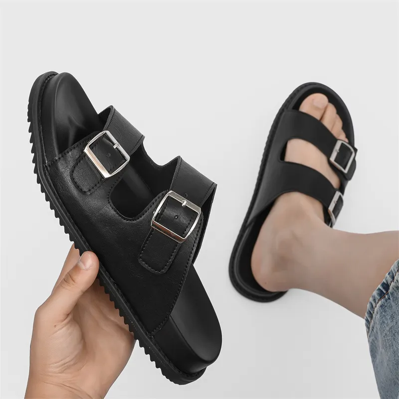 WEISHIBANGWEI Slip Resistant Odor Resistant Slide Slippers Men's Black-3