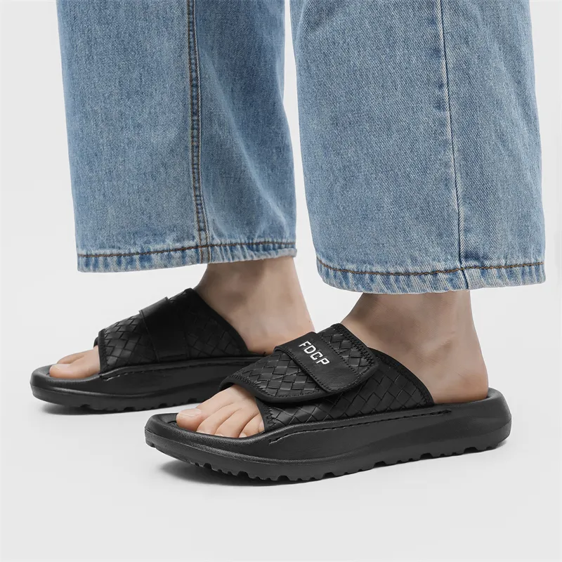 WEISHIBANGWEI Slip Resistant Odor Resistant Slide Slippers Men's Black-6