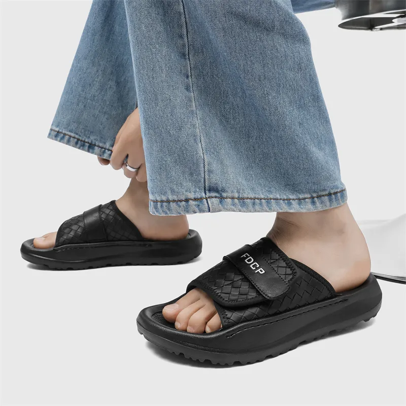 WEISHIBANGWEI Slip Resistant Odor Resistant Slide Slippers Men's Black-3