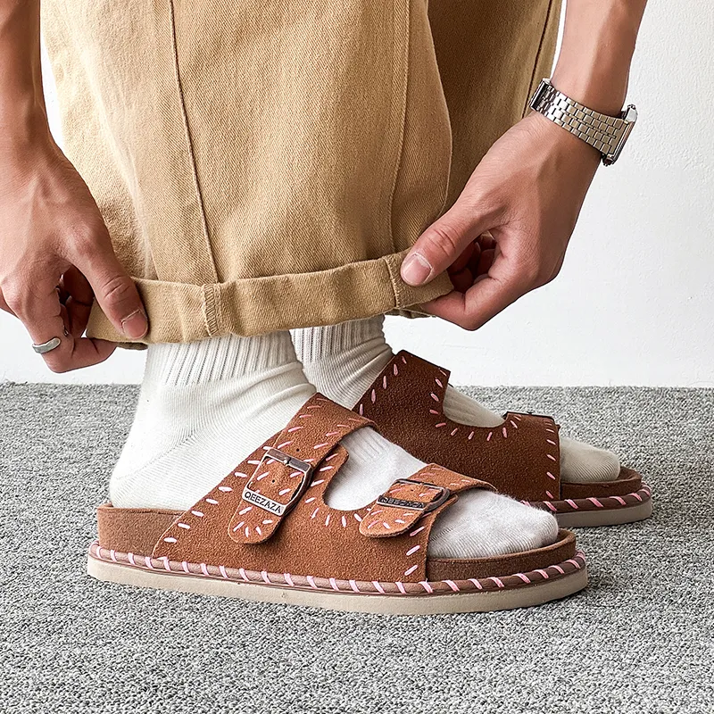 WEISHIBANGWEI Slip Resistant Odor Resistant Slide Slippers Unisex Brown-3