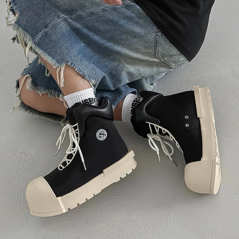 WEISHIBANGWEI Ankle Boots Unisex Black-5